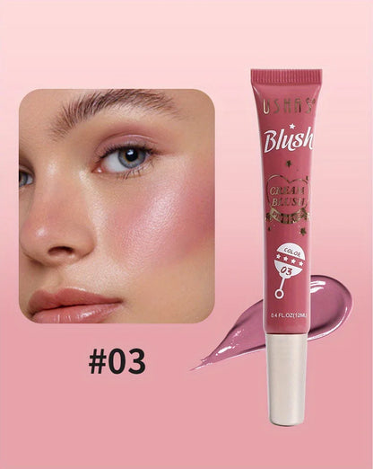 USHAS 4 Color Long-lasting Liquid Blush Facial Contouring Lightweight Soft Multi-Use Cream Blush Waterproof Facial Blush Stick