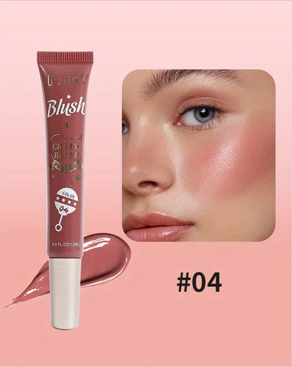 USHAS 4 Color Long-lasting Liquid Blush Facial Contouring Lightweight Soft Multi-Use Cream Blush Waterproof Facial Blush Stick