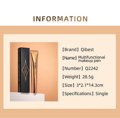 QIBEST Liquid Contour With Cushion Applicator Highlight Shimmer Natural Soft Moisturizing Cream Liquid Blush For Cheek Cosmetics