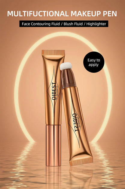 QIBEST Liquid Contour With Cushion Applicator Highlight Shimmer Natural Soft Moisturizing Cream Liquid Blush For Cheek Cosmetics