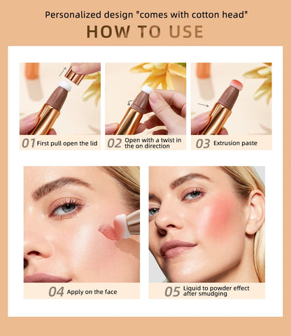 QIBEST Liquid Contour With Cushion Applicator Highlight Shimmer Natural Soft Moisturizing Cream Liquid Blush For Cheek Cosmetics